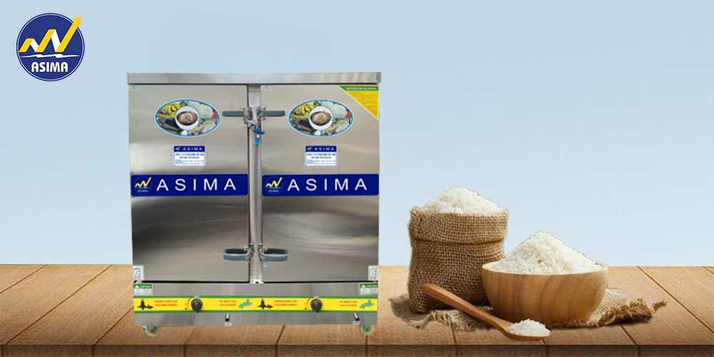 Tủ nấu cơm dùng gas kết hợp điện 24 khay Asima
